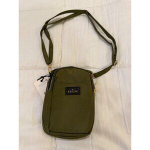 Kedzie Olive Green Crossbody Bag With Adjustable Strap & Leopard Print Lining